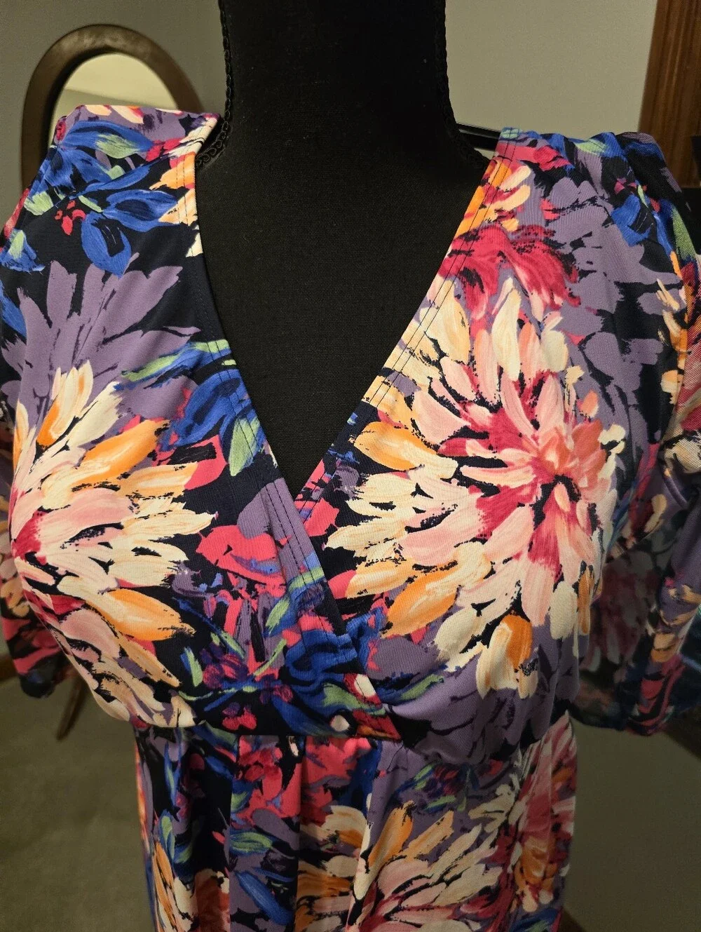 Coco Reef Floral One-Piece Swimdress in Navy, Purple, Pink, Peach - Picture 3 of 10